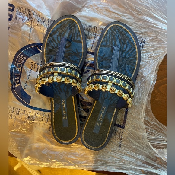 Grendha Blue Sandals Metallic Detailing US7 - Picture 6 of 7